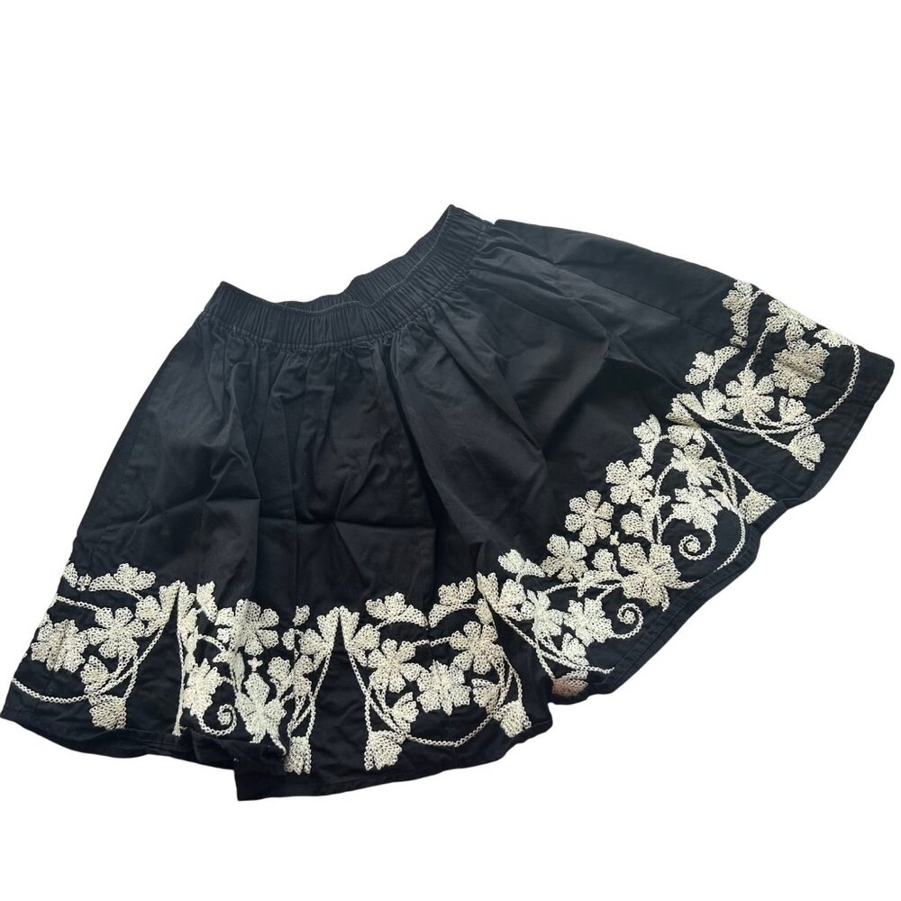 Tea Floral Embroidered Fully Lined Skirt
